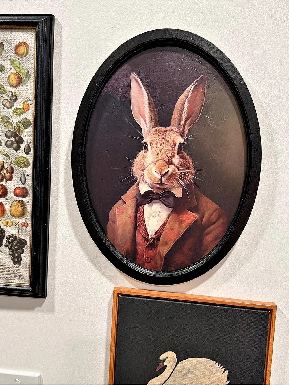 Rabbit Portrait Oval Framed Wall Art